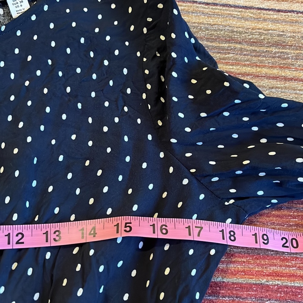 Topshop Smocked Polka Dot Mini Dress Size 6 - Picture 12 of 14